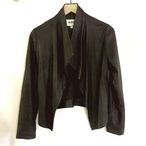 BB Dakota 100% Real Leather Peppin Lined Draped Jacket Blazer, Women's XS, Black